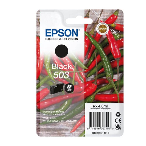 Epson C13T09Q14010 503 Ink Cartridge Black 210 Pages 4.6ml