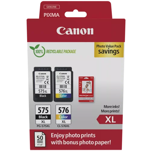 OEM Canon 5437C006 PG-575XL + CL-576XL Black and Colour High Capacity with Photo Paper