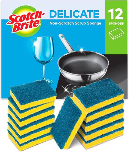 Scotch-Brite Delicate Non-Scratch Scrub Sponge, 12 pieces in pack