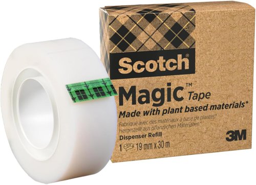 Scotch Magic Tape, Made with 66% Plant Based Adhesive, 19 mm x 30 m, 1 Roll/Pack
