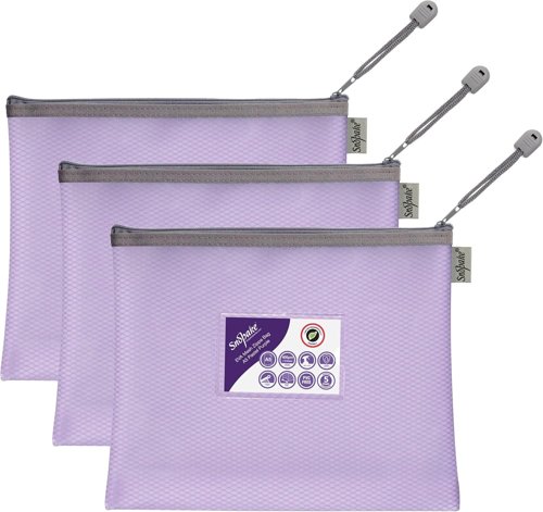 EVA Pastel Mesh HC A5 Zippa Bag - Purple- 3 Bags
