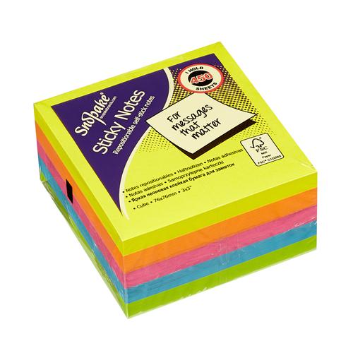 FSC Sticky Note Cube Neon, 450 Sheet Cube- 1 Cube