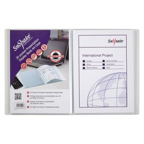 Presentation Display Book 20 pocket / 40 sides to view A4 Clear- 1 Book