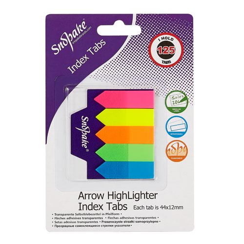 Index Tab Arrow Highlighter  Assorted, 125 Tabs- 12 B/Cards