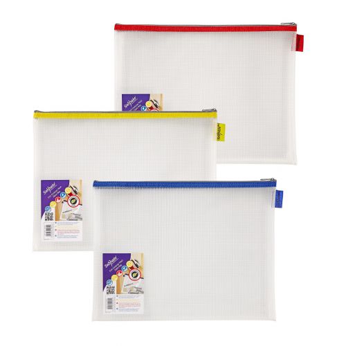 EVA Mesh Zippa Bag Foolscap Assorted- 3 Bags