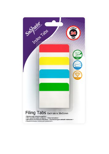 Filing Index Tabs Assorted - 24 tabs- 12 B/Cards