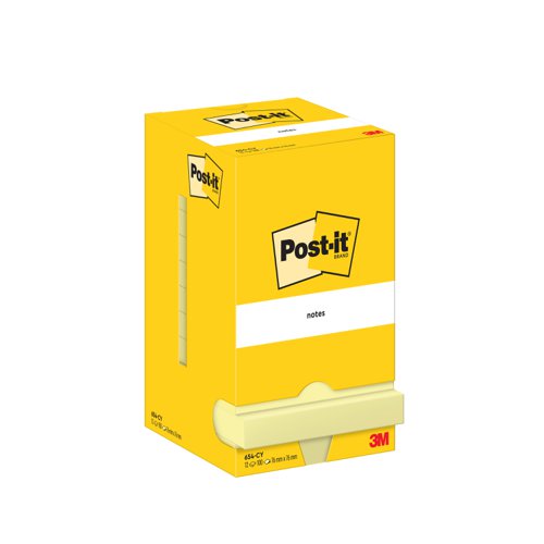 Post-it Notes, Canary Yellow, 76 mm x 76 mm, 100 Sheets/Pad, 12 Pads/Pack, Cardboard Pack, 100% PEFC SGSCH-PEFC-COC-110078