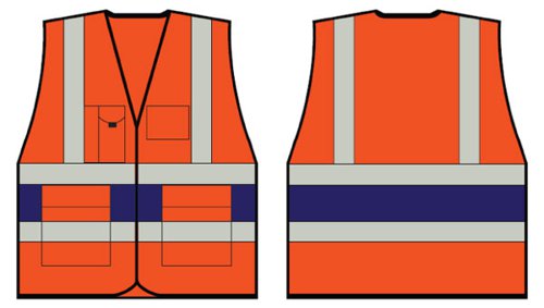 Beeswift Orange Executive Vest With Navy Blue Band Lge