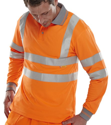 Beeswift Polo Shirt Long Sleeved Orange L