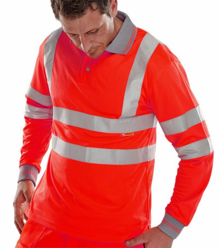 Beeswift Polo Shirt Long Sleeved Red S