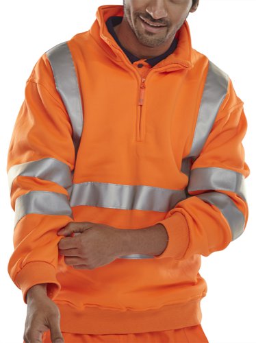 Beeswift Quarter Zipped Sweatshirt Orange M