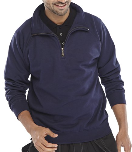 Beeswift Quarter Zip Sweatshirt Navy Blue L