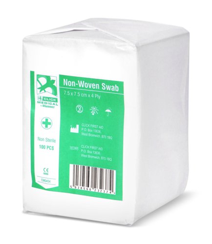 Click Medical Non Sterile Gauze Swabs 7.5cm Pack Of 100 (Box of 100)