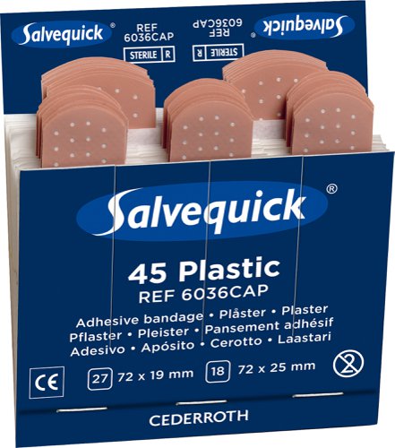 Salvequick Waterproof Plasters Refill Pack 6X45 Plasters (Box of 6)