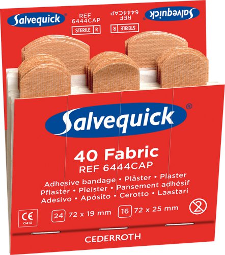 Salvequick Fabric Plasters Refill Pack, 6X40 Plasters (Box of 6)