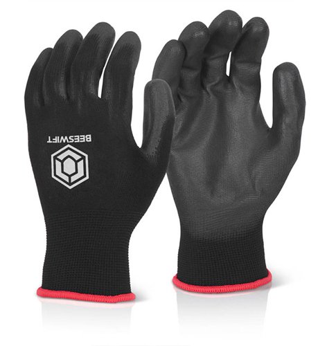 Beeswift PU COATED GLOVE BLACK XS Pk10