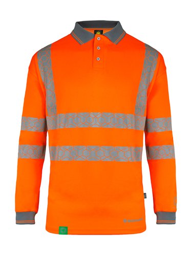 Envirowear Hi-Vis Polo Shirt Long Sleeve Orange S