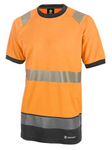 Beeswift High Visibility Two Tone Short Sleeve T Shirt Orange / Black L