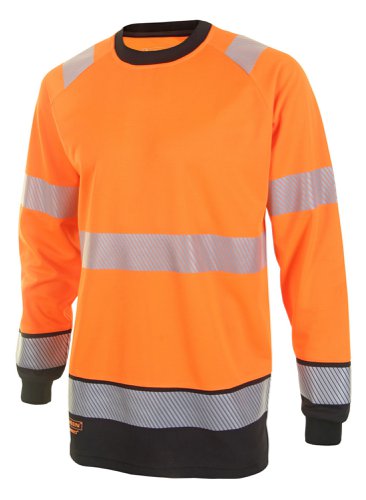 Beeswift High Visibility Two Tone Long Sleeve T Shirt Orange / Black M