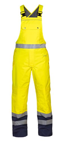 Hydrowear Utting Simply No Sweat High Visibility Waterproof Bib and Brace Saturn Yellow / Navy 2XL