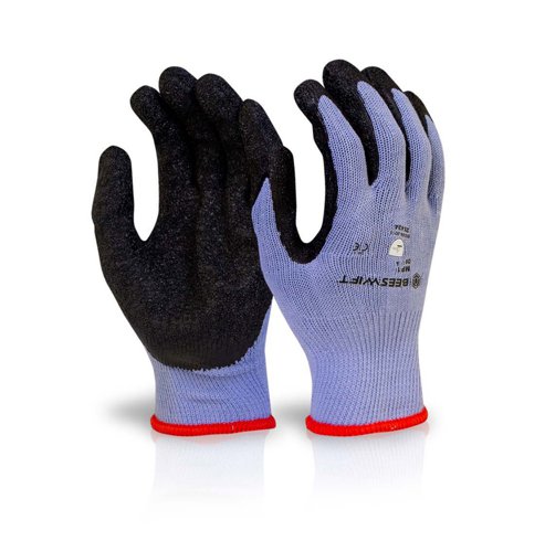 Beeswift Multi-Purpose Latex Palm Coated Gloves Black 2XL