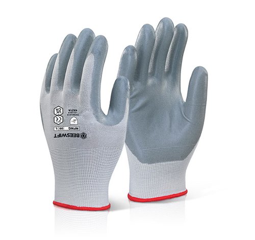 Beeswift Nitrile Foam Nylon Glove Grey 08