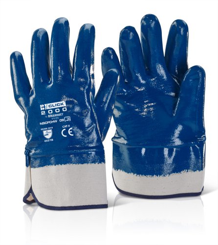 Beeswift Nitrile Safety Cuff Fully Coated Heavy Weight Blue 09 (Box of 10)