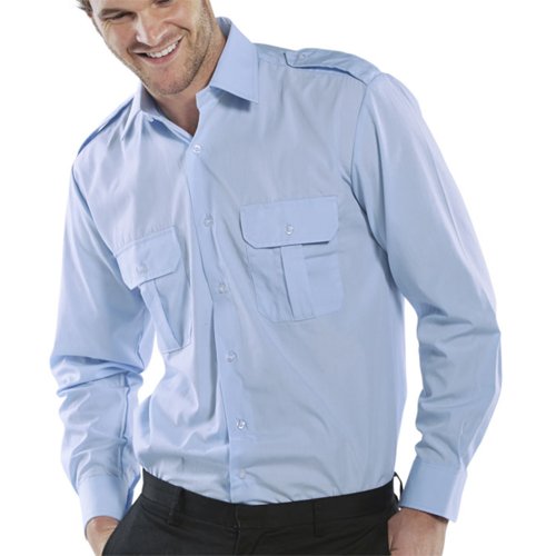 Beeswift Pilot Shirt Long Sleeve Sky Blue 17.5