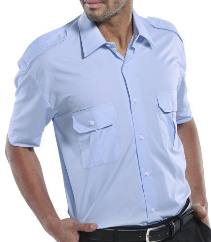 Beeswift Pilot Shirt Short Sleeve Sky Blue 18.5