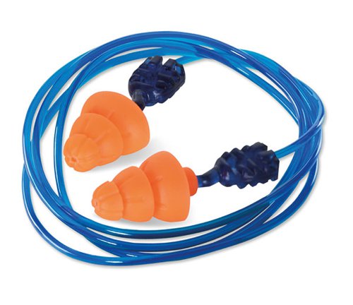 Beeswift ORANGE CORDED TRI FLANGE REUSABLE EAR PLUG SNR 34 Box200