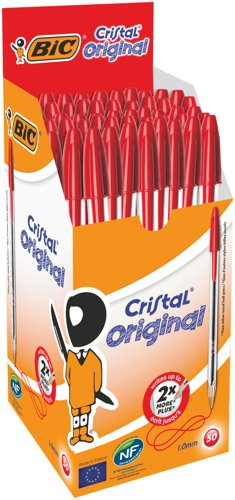 BIC Cristal Red Medium Ballpoint Pen Pack of 50