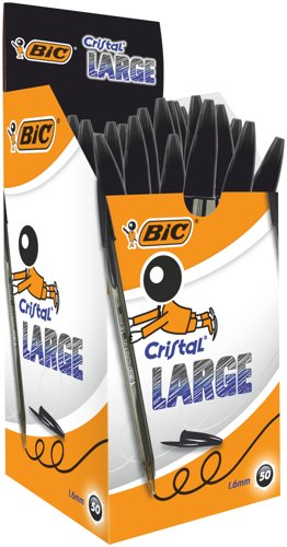 BIC Cristal Black Large Ballpoint Pen Pack of 50