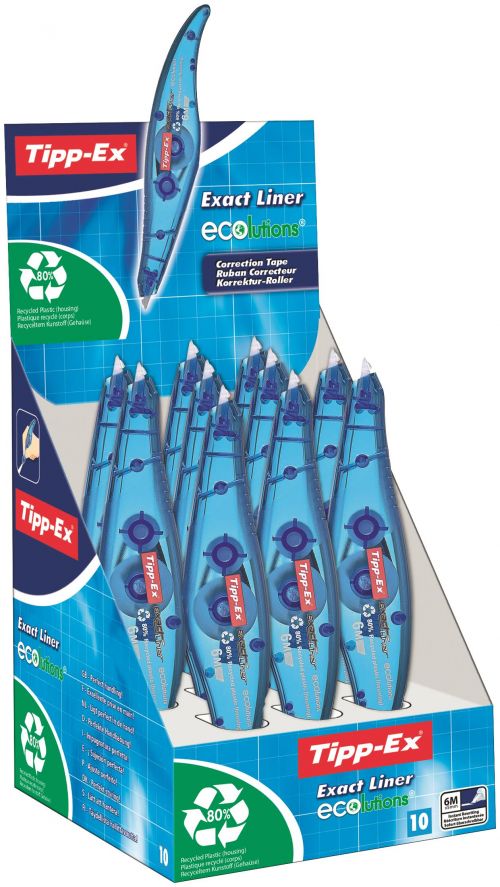 Tipp-Ex Exact Liner Ecolutions Correction Tape Roller Pen Pack of 10