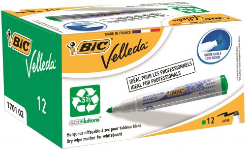 BIC Velleda 1701 Whiteboard Marker Bullet Tip 1.5mm Line Green Pack of 12