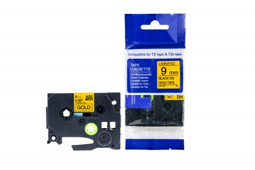Compatible Brother P-Touch TZe-821 Black on Gold also for TZ-821 Label Cassette