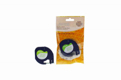 Comp Dymo 91200 Paper Labelling Tape Cassette Black on White 12mm x 4m LetraTAG Unchipped