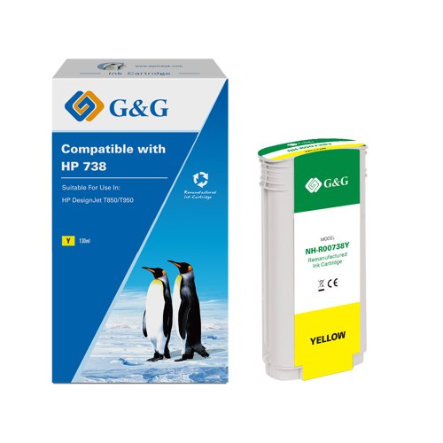 Remanufactured HP G+G 738 Yellow Ink Cartridge
