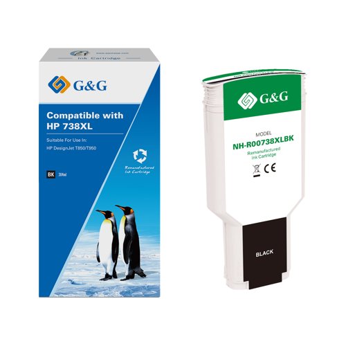 Remanufactured HP G+G 738XL Black High Capacity Ink Cartridge