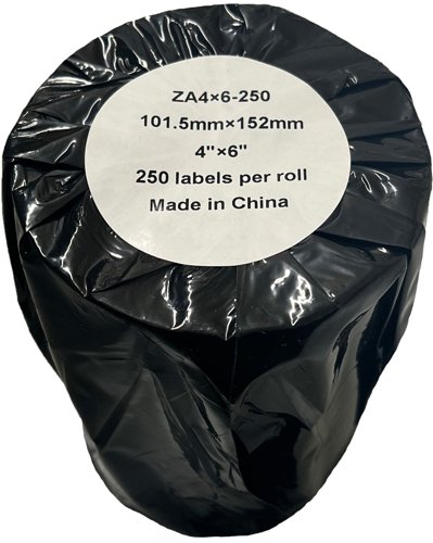 Compatible Zebra 101.6mm x 152.4mm White Large Shipping Paper Label Roll - 250 Labels (ZA4X6-250) 25mm Core