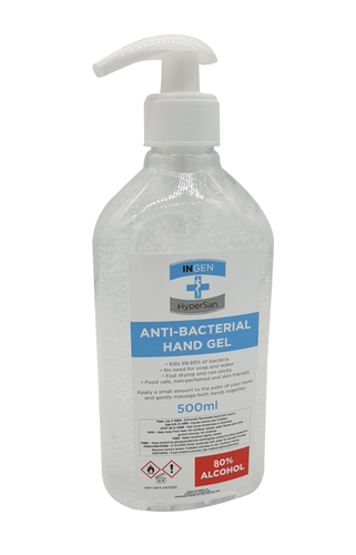 Ingen 500ml Anti-Bacterial Sanitising Hand Gel 80% Alcohol