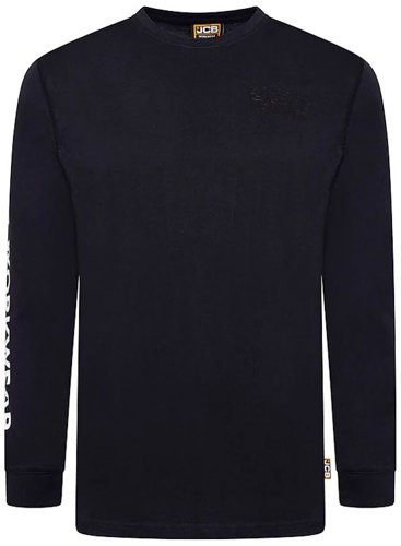 JCB Workwear Banner L/S Navy T-Shirt S