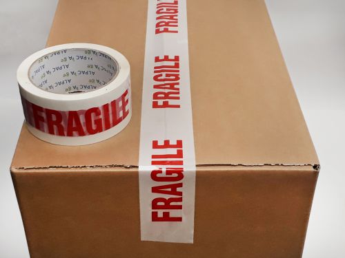 Printed BOPP Tape FRAGILE Red/White 48mm 66m 38mu Pk 6