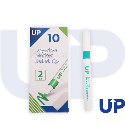 UP Drywipe Bullet Tip Marker Green (10)