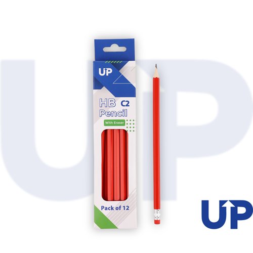 UP C2 HB Wood Case Pencil with Eraser (12)