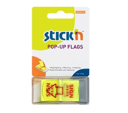Repositional Notes UP Popup Flags 25mm Yellow Sign Here Tabs (50)