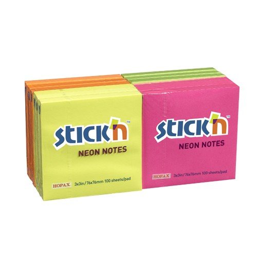 Repositional Notes UP Repositionable Notes 76x76mm Neon Assorted Colours (12)