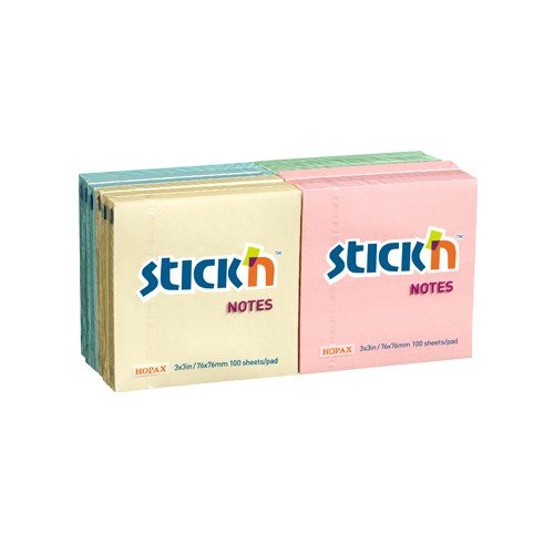 Repositional Notes UP Repositionable Notes 76x76mm Assorted Pastel (12)