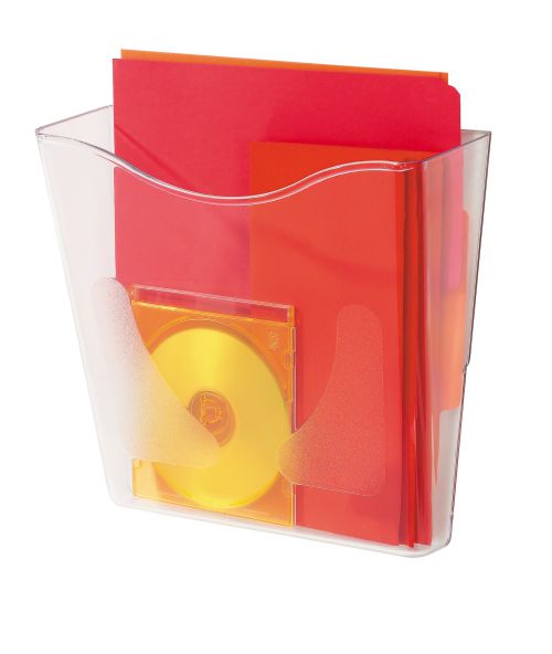 Deflecto A4 Portrait Wall Pocket Literature File Crystal