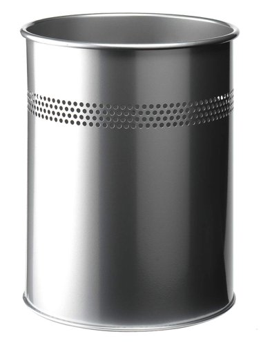 Durable Perforated Waste Bin 15L Silver