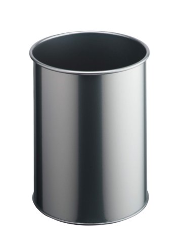 Durable Metal Waste Bin 15L Silver